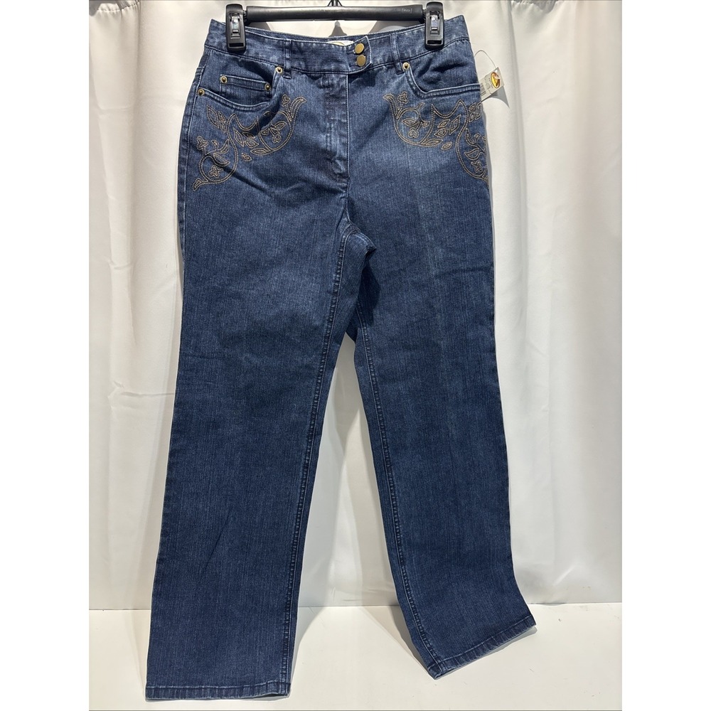 Talbots NWT Straight Jeans Embroidered Size 8P Stretch